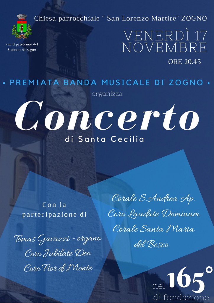 Il Coro Santa Maria del Bosco vi attende numerosi per festeggiare la PREMIATA BANDA MUSICALE DI ZOGNO nel suo 165 anniversario di fondazione!